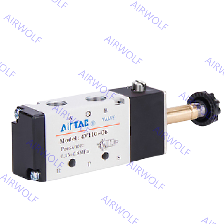 4V110-06 4V120-06 4V130-06 AIRTAC Aluminum alloy Electric Solenoid Valves with 1/8" Port Size for 5/2 way, 5/3 way Position