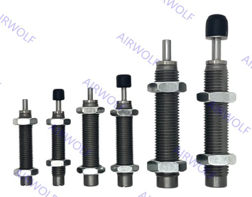 SMC RB Series Carbon Steel Shock Absorber dengan suhu kerja -10~+80°C dan kecepatan tabrakan 0,3 sampai 5,0m/s untuk perlindungan dampak