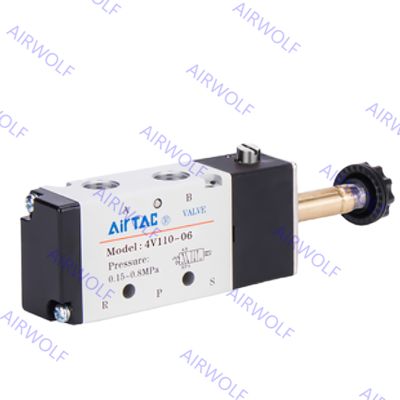 AC230V DC24V 5/2 jalan Airtac 4V110-M5 4V110-06 pneumatik Solenoid katup